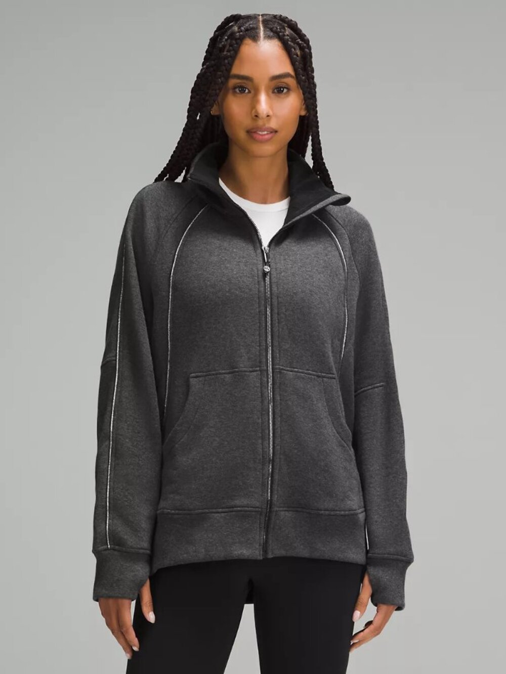 Lululemon Scuba Oversized Funnel-Neck Full Zip Long *Plush XL/XXL HeatheredBlack